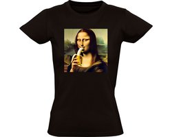 Mona Lisa Met Banaan Dames T-shirt - kunst - grappig - pijpen - blow job - shirt