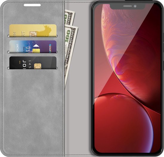Coque iPhone 13 Pro - Bookcase portefeuille de Luxe (fermeture magnétique) - Grijs - Étui pour téléphone portable - Étui de téléphone Convient pour : iPhone 13 Pro