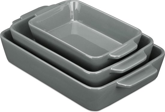 Keramische Gratinschalen Vaatwasserbestendige Ovenschotel Braadslede Met Rooster | RVS | Voor De Oven | Vaatwasserbestendig | Ovenschaal |... | Bol Tiramisu Schaal Keramieken Ovenschalen Set Van 3
