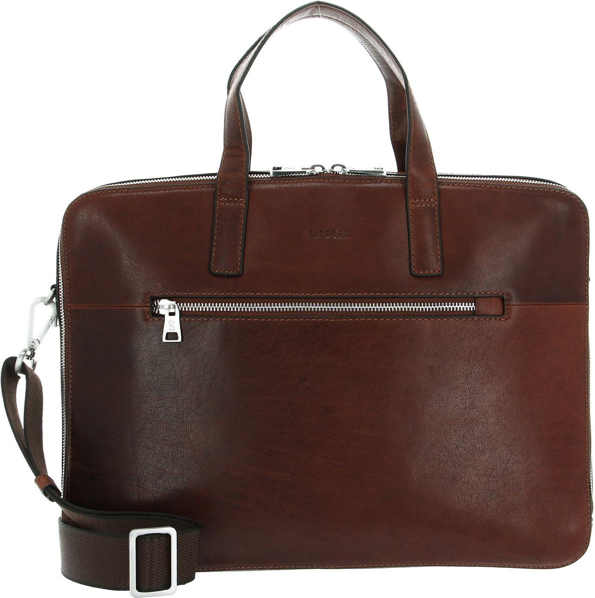 SADDLER Leren Laptoptas Business tas met laptopvak Williston Computer Bag Midbrown Bruine