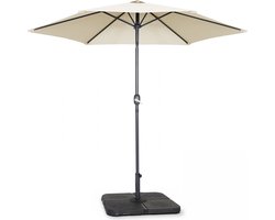 Oviala - Kantelbare rechte parasol van 3m met 4 vulbare witte gewichtsplaten - Matera