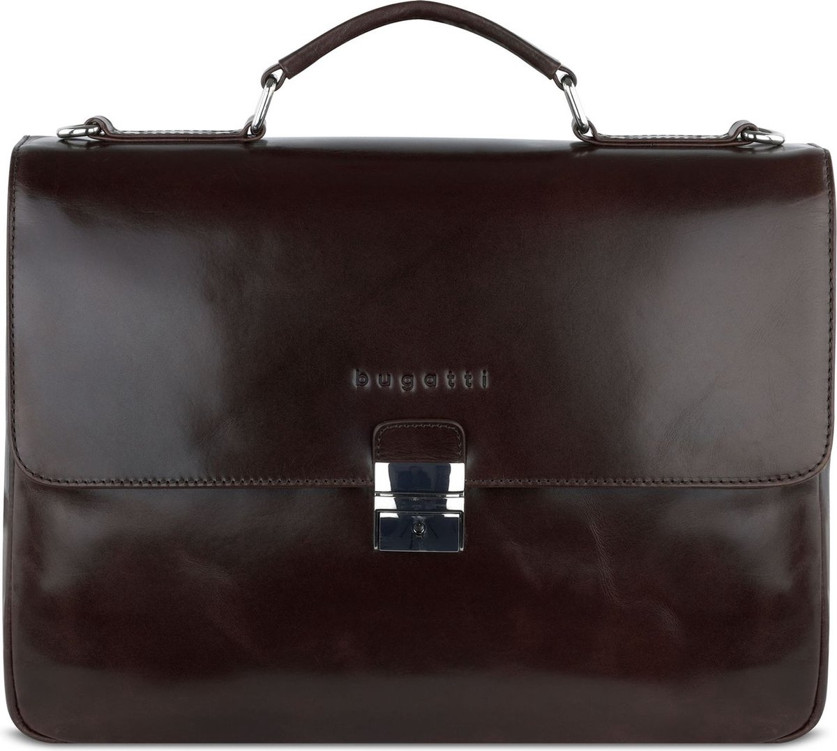 bugatti Leren Afzonderlijke gevallen Laptoptas met laptopvak Romano Briefcase Brown Donkerbruin