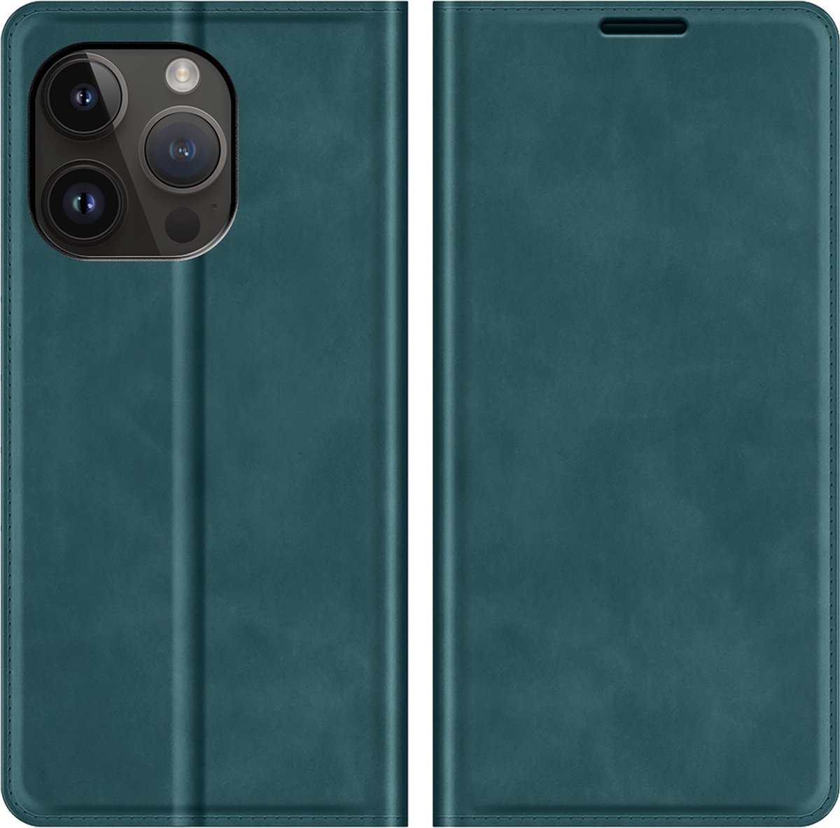 Cazy hoesje geschikt voor iPhone 14 Pro - Hoesje met Pasjeshouder - Luxe Book Case - Groen