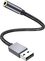 Qost - USB-A 3.0 naar 3.5mm Jack Audio Adapter - External Sound Card - USB (3D) Geluidskaart - Spacegrey - USB 5.1