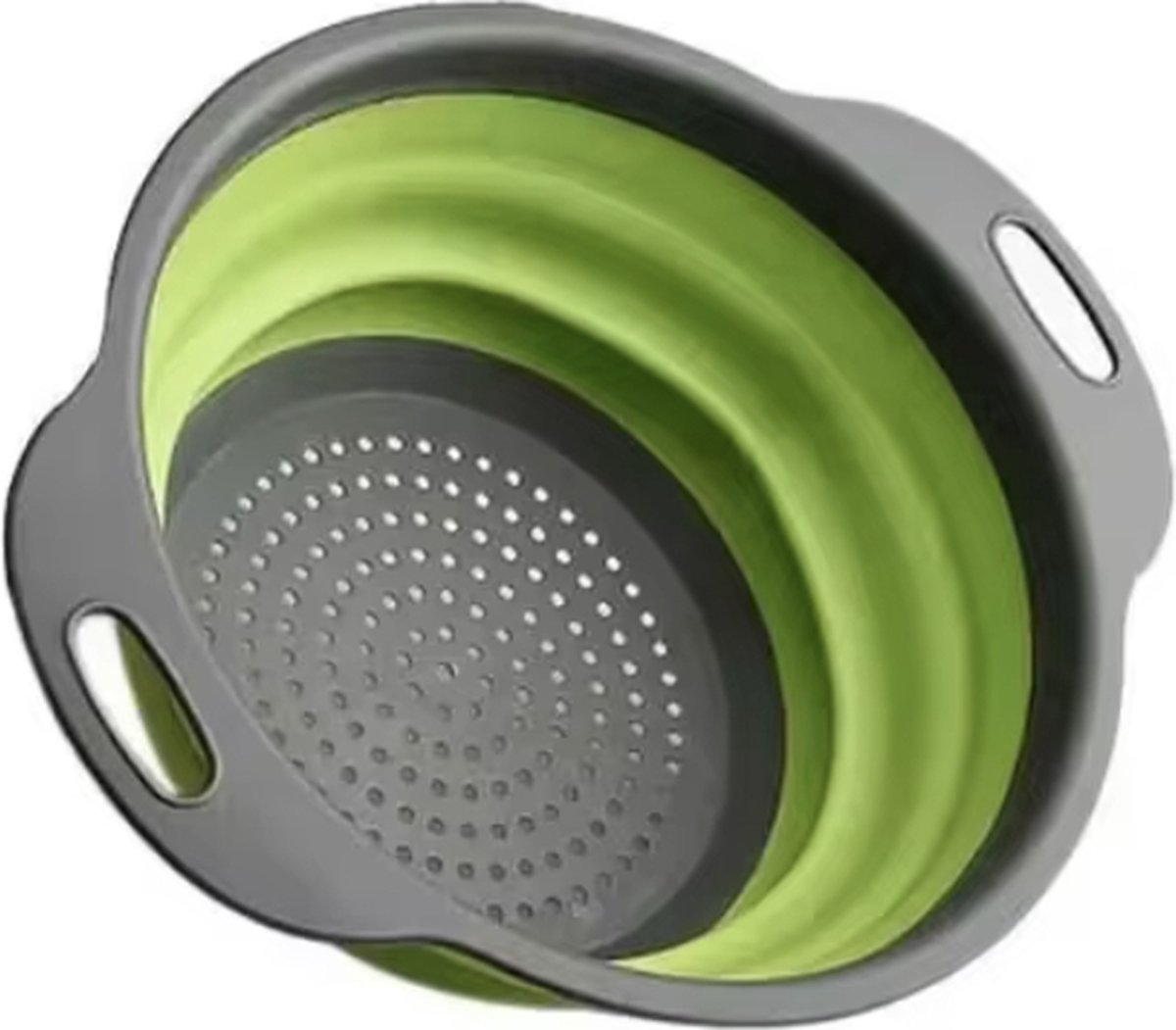 CHPN - Inklapbare vergiet - Opvouwbaar vergiet - Siliconen - 20CM - Groen/Grijs! - Campingvergiet - Collapsible Colander