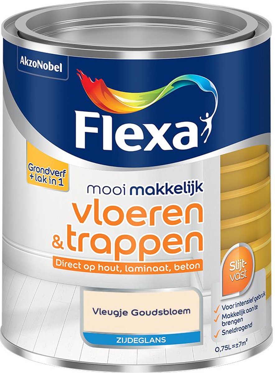 Flexa - Mooi Makkelijk Vloeren & Trappen Zijdeglans - Vleugje Goudsbloem - Mengverf - 750 Ml