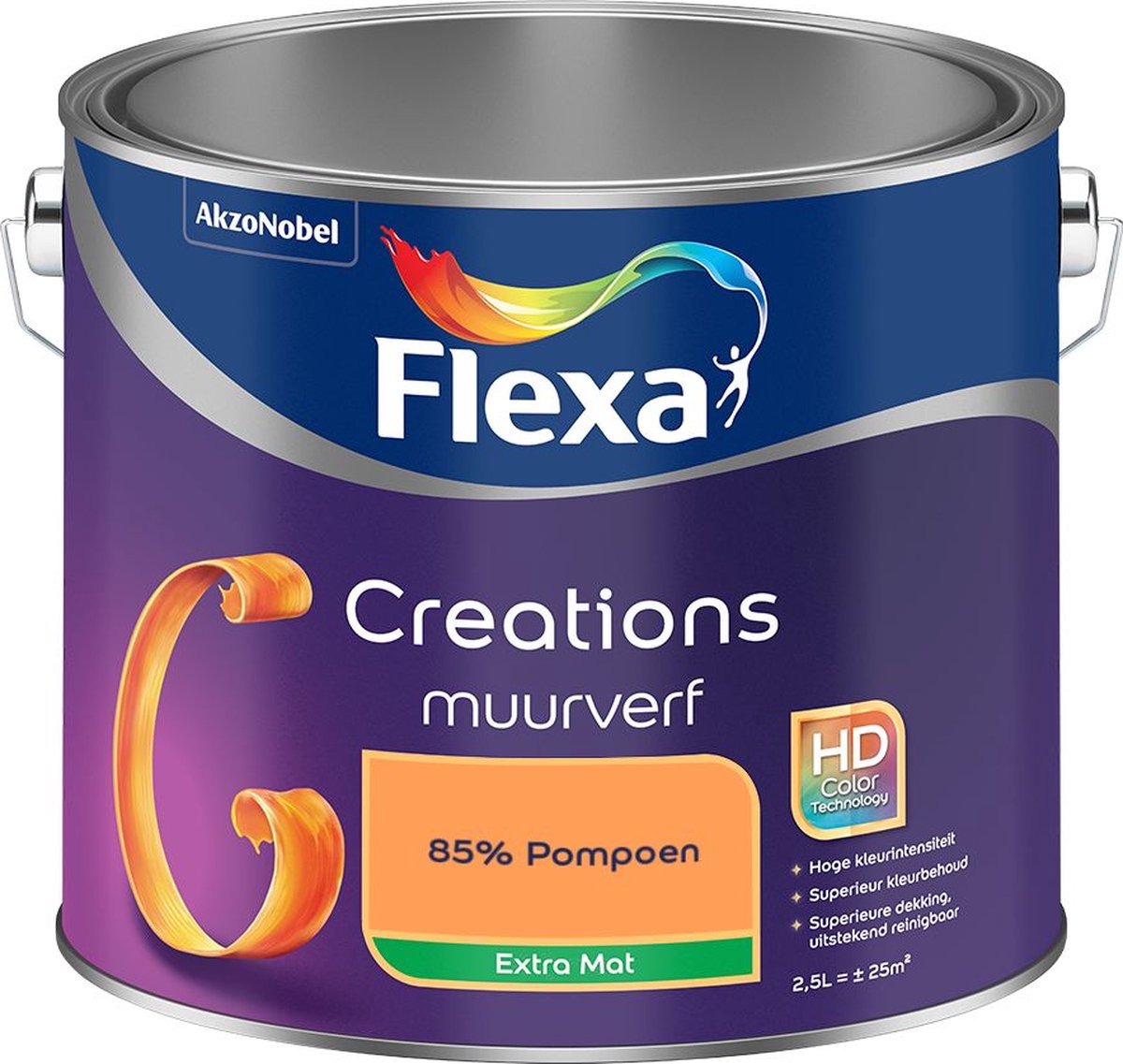 Flexa Creations Muurverf Extra Mat 85% Pompoen 2,5 L
