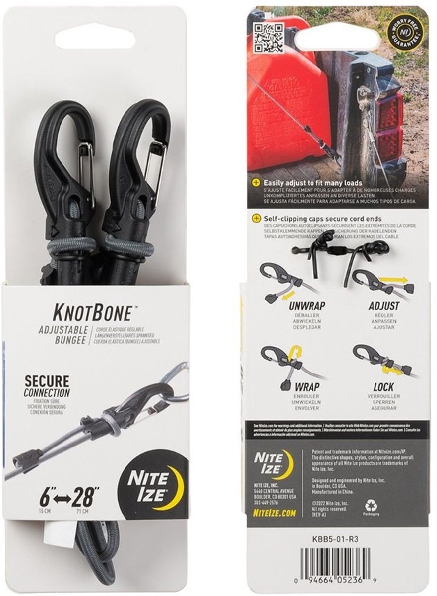 Nite Ize KnotBone Bungee Spanhaak Zwart 71CM