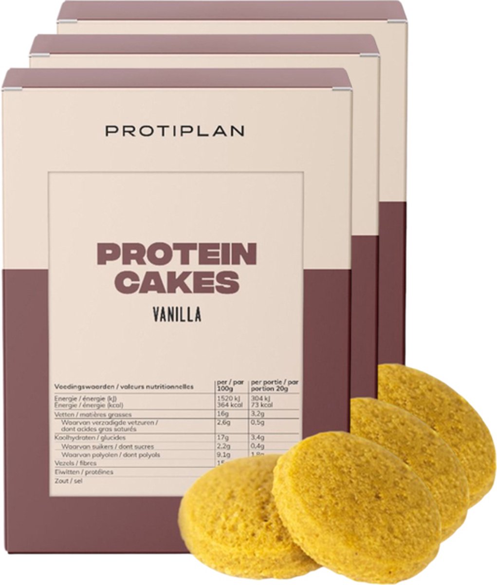 Goedkoopste Protiplan | Botercake Vanille | 3 stuks | 3 x 7 x 20 gram | Low carb snack | Snel afvallen zonder hongergevoel!