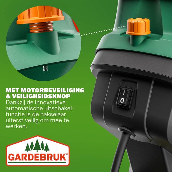 Gardebruk Hakselaar Compact - 2x 50L Zak 2400W Elektrisch - Groen van Gardebruk — afbeelding 4