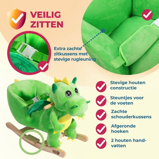 Spielwerk Schommelstoel kinderen dino met veiligheidsgordel