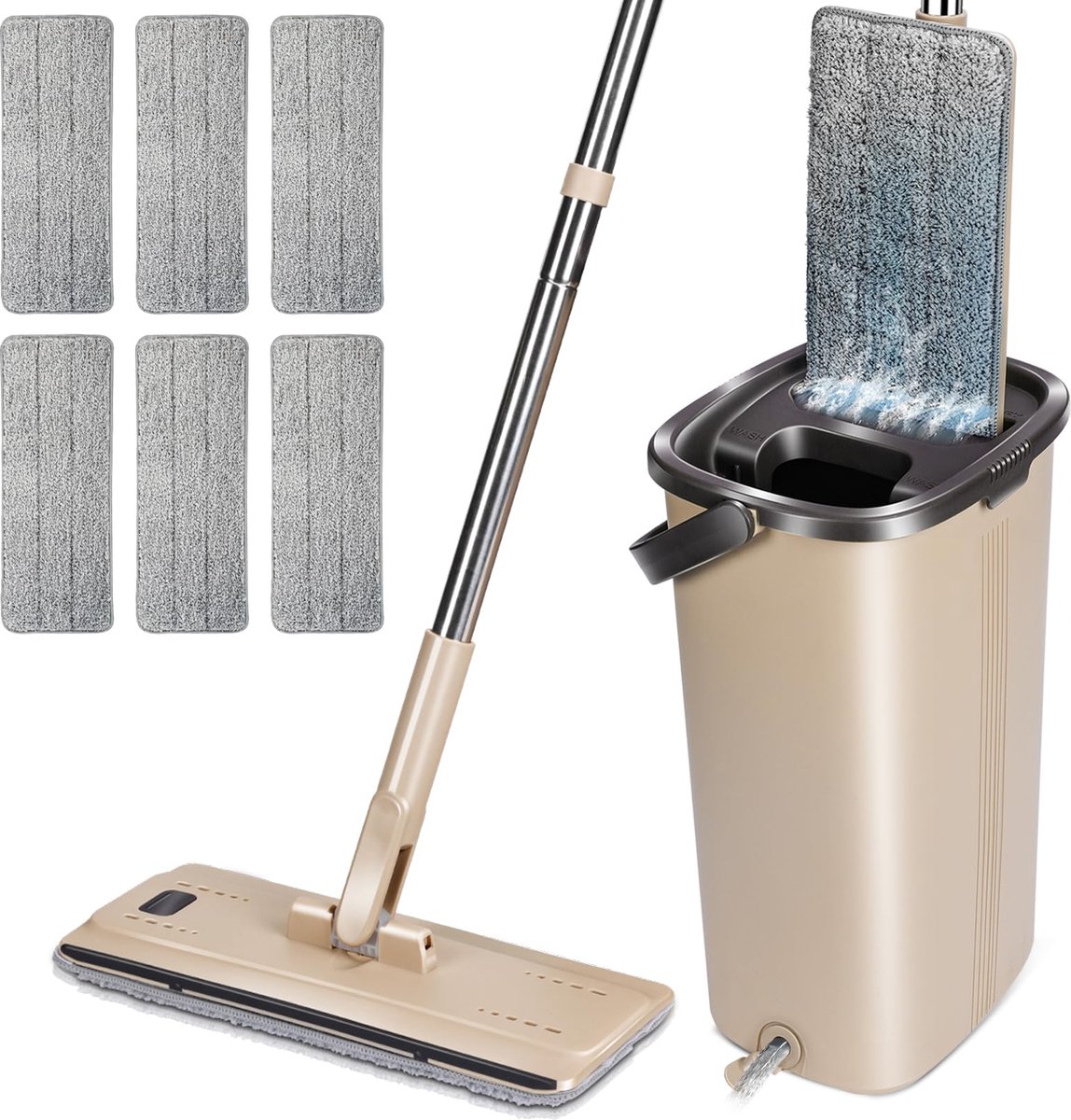 La'Moussawi ® Innovatief Schoonmaaksysteem met Multifunctionele Moppenset en Eenvoudige Uitscheidingsfunctie