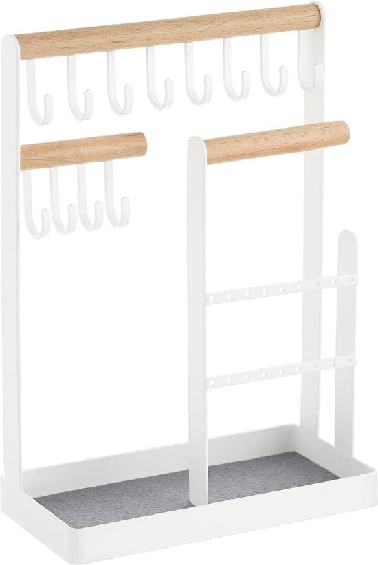 GemeShou Witte kettingdisplaystand: fluweel houder, kleine metalen organizer voor oorringen & kettingen, fotografieprops[Wit GemeShou Witte kettingdisplaystand: fluweel houder, kleine metalen organizer voor oorringen & kettingen, fotografieprops[Wit