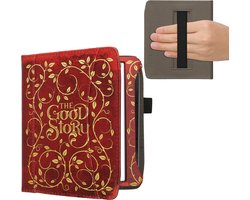 kwmobile flip cover geschikt voor Pocketbook Era / Era Color - Hoes met handgreep en voorvak voor e-reader - Book case in geel / oranje / rood - Sprookjesboek design