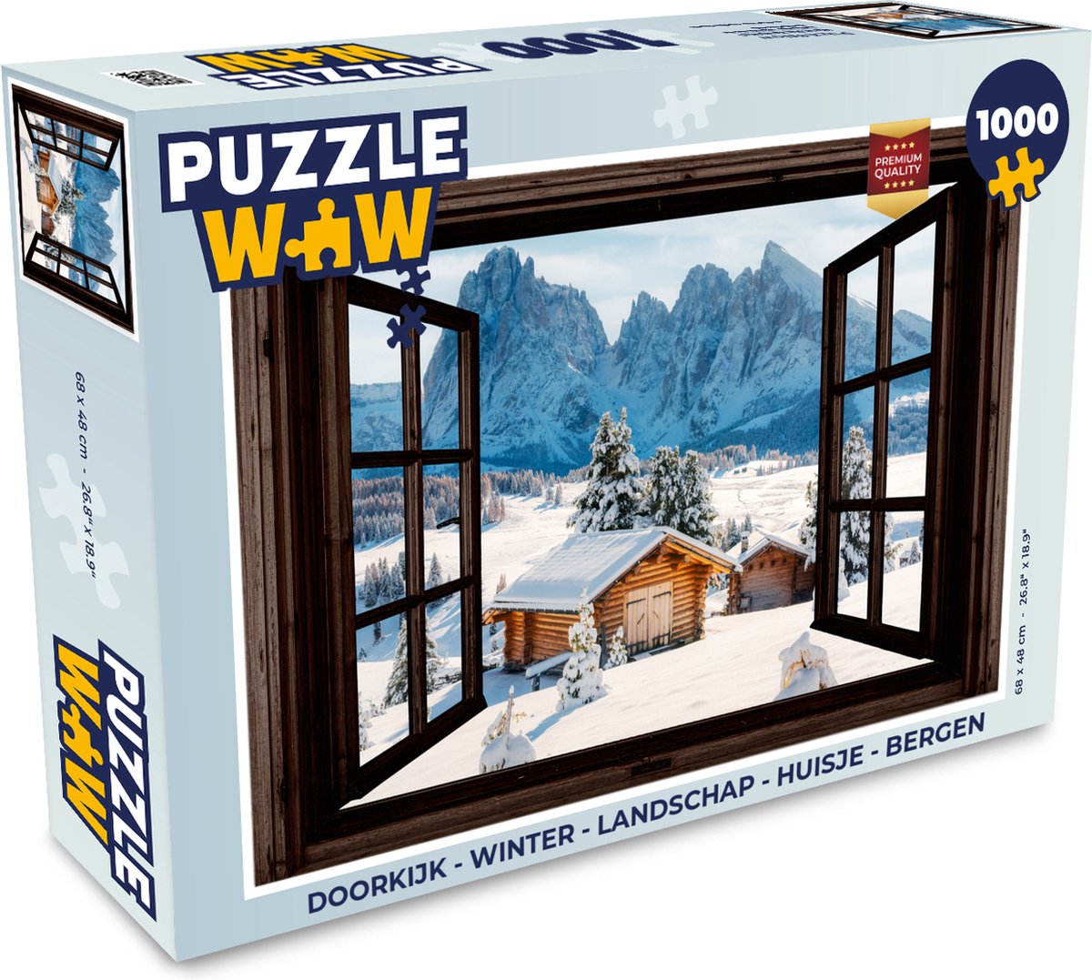 Puzzel Doorkijk - Winter - Landschap - Huisje - Bergen - Legpuzzel - Puzzel 1000 stukjes volwassenen