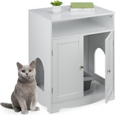 kattenbak ombouw - 2 openingen - 73,5 x 60 x 43,5 cm - kattenkast - wit