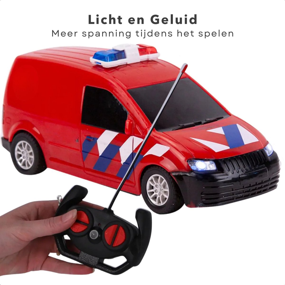 Cheqo® RC Brandweerauto Met Licht - Brandweer Auto Speelgoed - Brandweer Speelgoed met Licht en Geluid - Speelgoedauto met Afstandsbediening- Interactief Kinderspeelgoed — afbeelding 5