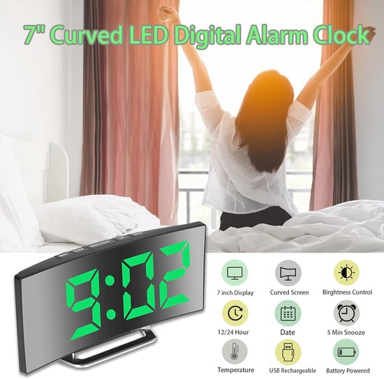 URPIZY Grote digitale led-klok voor woonkamer