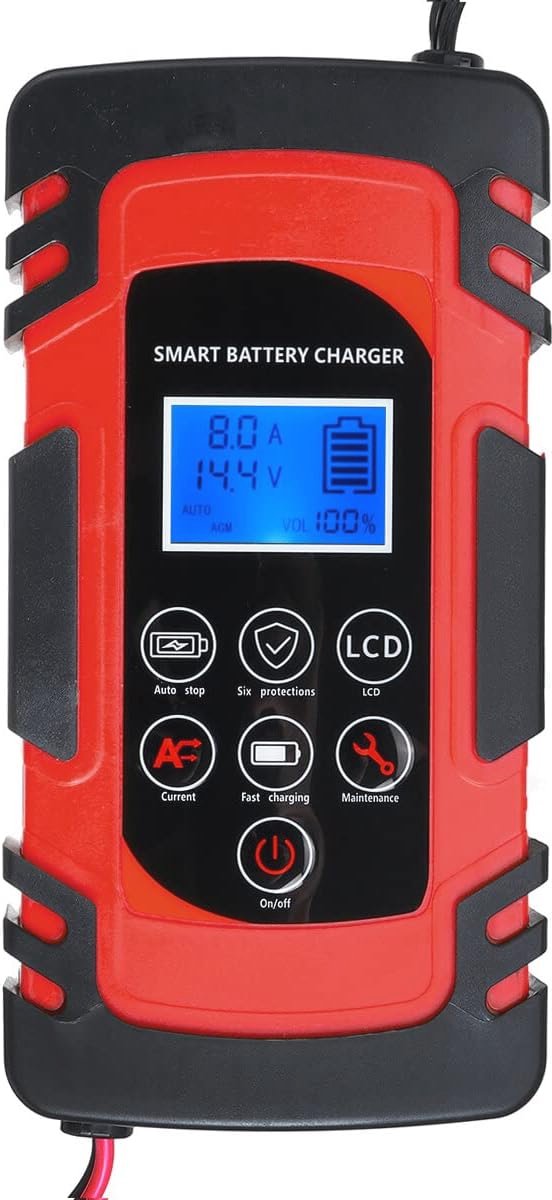 12V 24V 100W 4A/6A/8A Puls Batterij Oplader voor Auto en Motorfiets - LCD Scherm en Snelle Oplaadfunctie