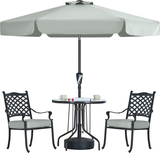 Parasol 230 cm avec cantonnière, parasol de terrasse, parasol de terrasse, paravent de table, paravent de marché, gris clair