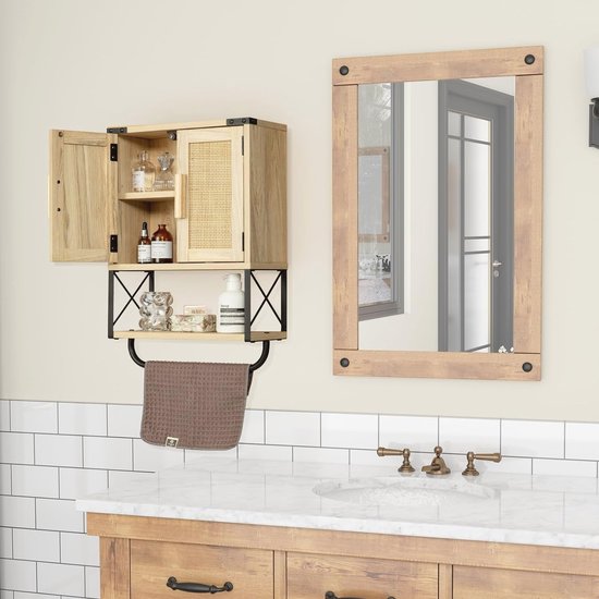 Wandkast Voor De Badkamer Boven Toilet - Medicijnkast Met Glazen Deur En Verstelbare Plank