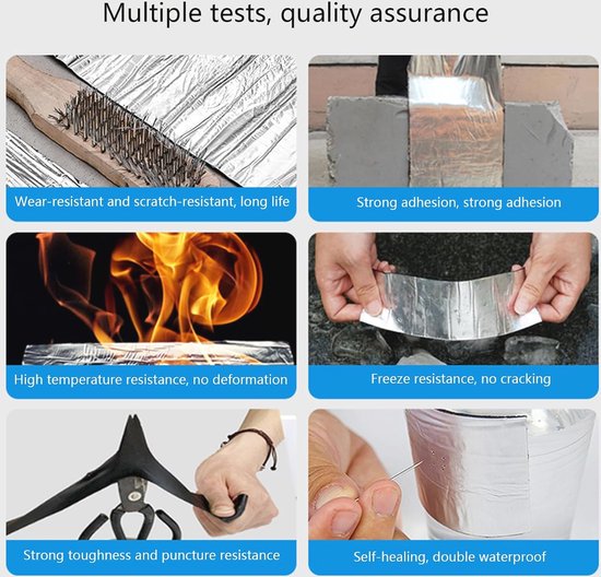 AOAOJIAO Reparatietape voor dakgoten - Zelfklevende afdichtingstape - Voor het afdichten van dakgoten - Microsealant - Waterdichte tape voor buiten - 15 cm x 2,5 m x 1 rol