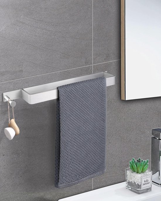 Zelfklevende Handdoekstang 43.5cm - Roestvrij Staal, No-Drill, Voor Badkamer en Keuken van Everloc — afbeelding 3