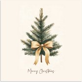 Poster 75x75 cm - Kerstboom - Kerst - Merry Christmas - Beige - Posters - Kamer decoratie - Wanddecoratie woonkamer - Kerstdecoratie voor binnen - Kerstversiering - Kerstmis versiering in huis - Kerstaccessoires