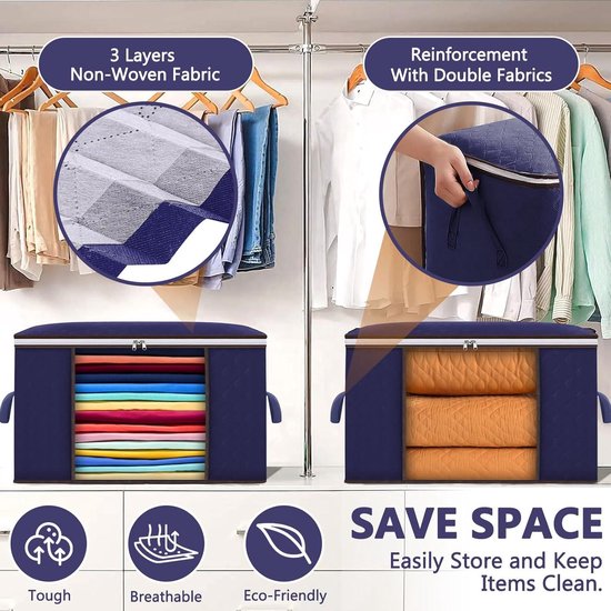Stoffen Doos Voor Het Opbergen Van Kleding, Dekbedden En Kussens Onder Het Bed 3 Pack