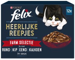 Felix Heerlijke Reepjes Selectie Farm 12 x 80 gr