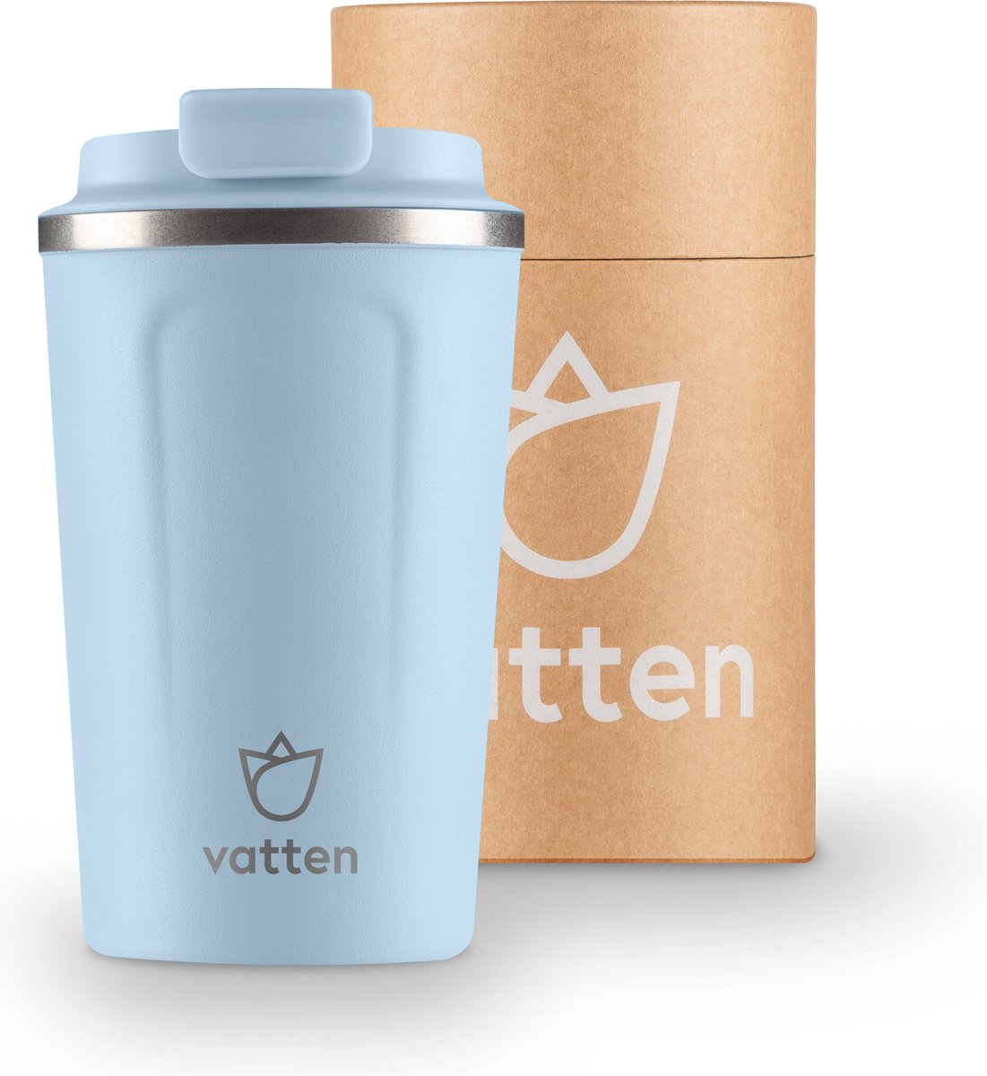 Vatten Thermosbeker - Koffiebeker - Travel Mug - Lichtblauw - 380ml - Theebeker