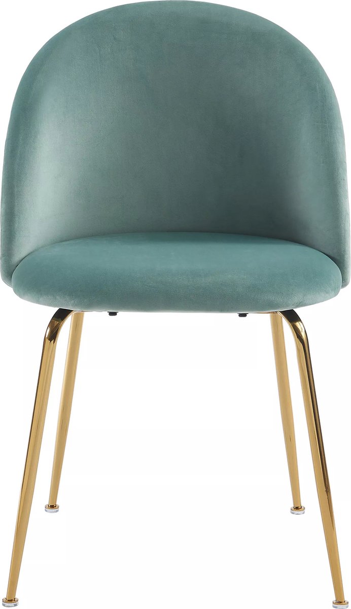 Vente-unique Set van 2 MELBOURNE stoelen - Fluweel en goudmetaal - Saliegroen Lichtgroen
