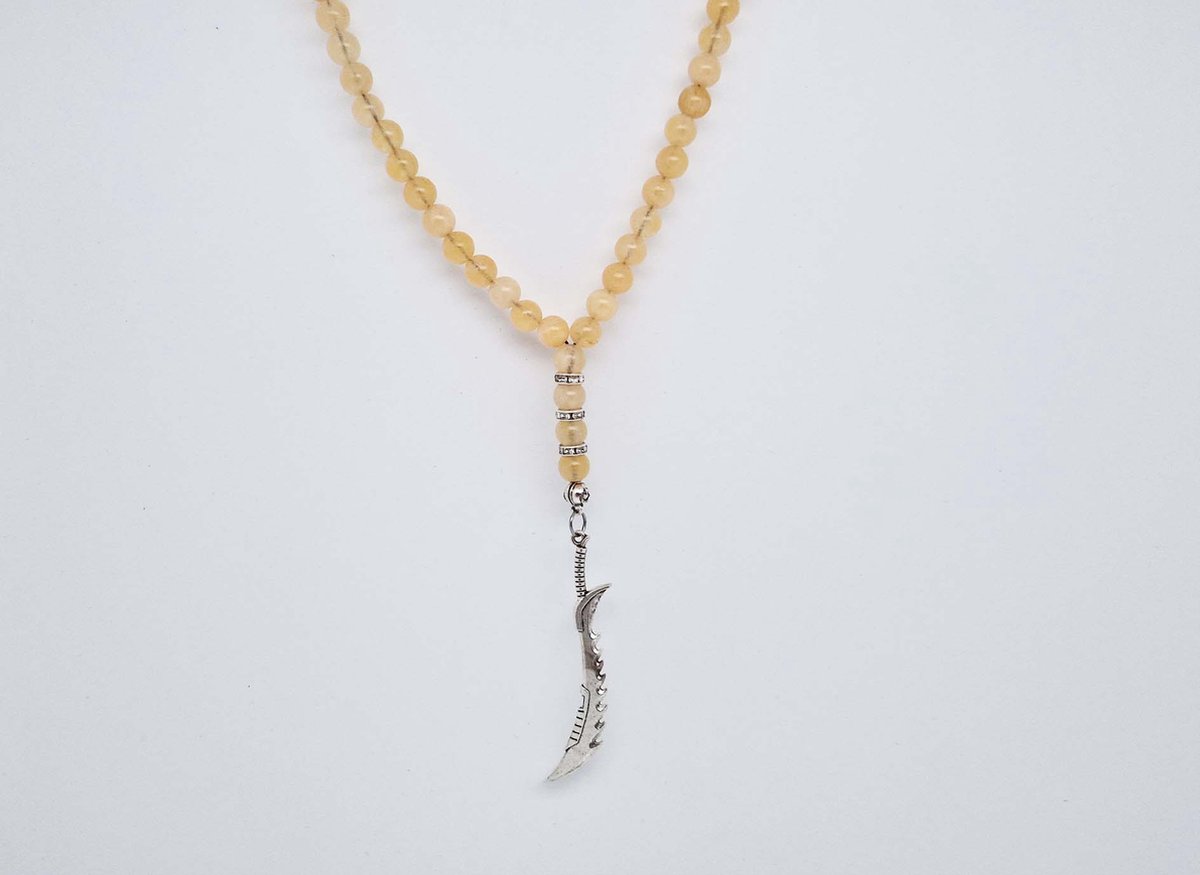 Handgemaakte Natuurstenen Autohanger " Calciet geel"- Met Metaal hanger - 8 mm diameter van de korrel- Mooie accessoire en decoratie voor de auto
