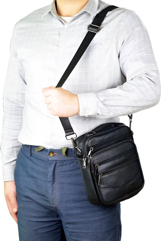 WoYoW® - Sac bandoulière en cuir pour homme - Sacs messagers - Sacs à main - Cuir véritable - Tablette - Bandoulière - Office - Café
