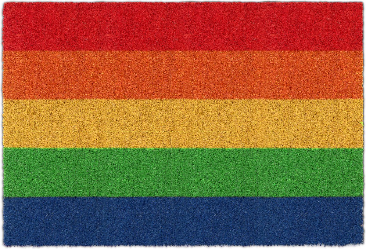 deurmat kokos - regenboog - 60 x 40 cm - antislip - meerkleurig