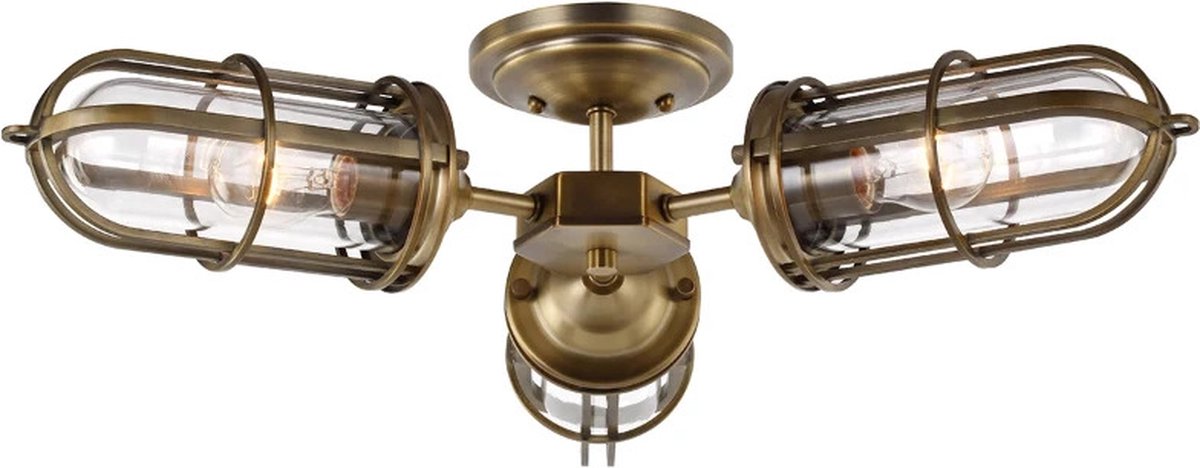 Feiss LED Plafond Badkamerlamp Urban Restoration | 3X E27 Max 60W | IP44 | Dimbaar | Dark Antique Brass