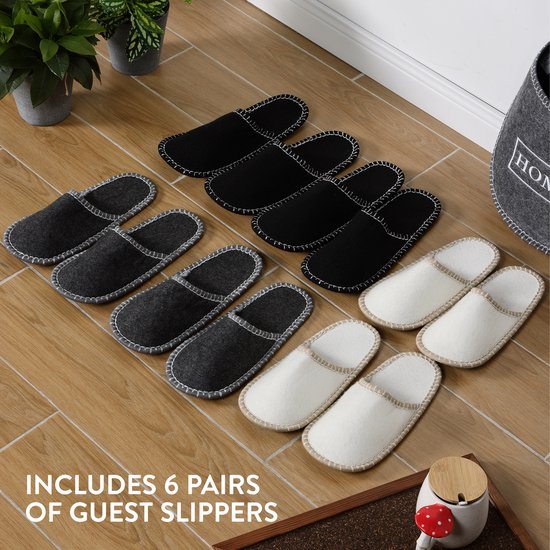 UMOI - Home Sweet Home, pantofole per ospiti antiscivolo, di alta qualità, con ricamo elaborato, ABS antiscivolo, per donna, uomo e bambino, 5 paia di 5 diverse misure