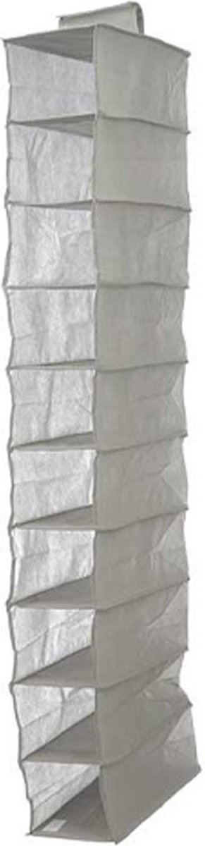 Kipit Kledingkast organizer - 10 vaks - grijs - 15 x 28 x 118 cm - ruimtebesparend/hangend