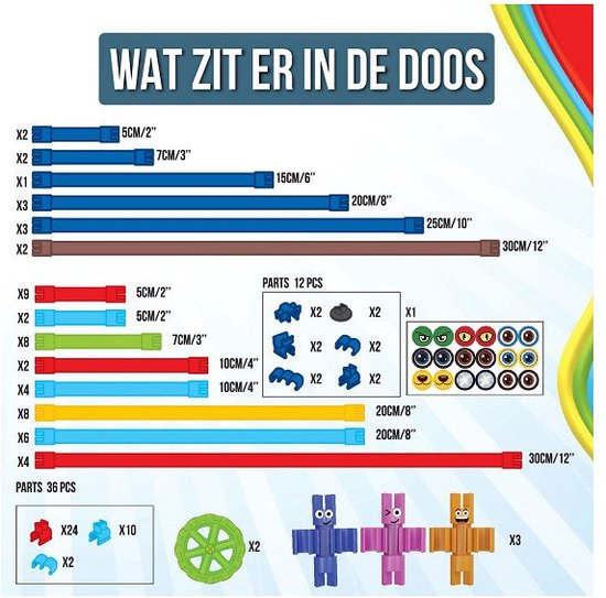 Spaghetteez - Fusilli Wheel - Flexibele Bouwstaafjes - Speelgoed 5,6,7,8 Jaar Jongens en Meisjes- Constructie Speelgoed- Montessori Speelgoed- Educatief Speelgoed
