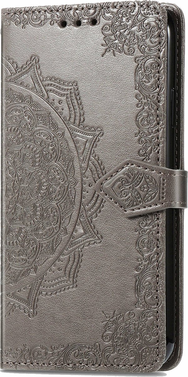 Mobigear Telefoonhoesje geschikt voor Samsung Galaxy A16 Hoesje | Mobigear Mandala Bookcase Portemonnee | Pasjeshouder voor 3 Pasjes | Telefoonhoesje voor Pinpas / OV Kaart / Rijbewijs - Grijs