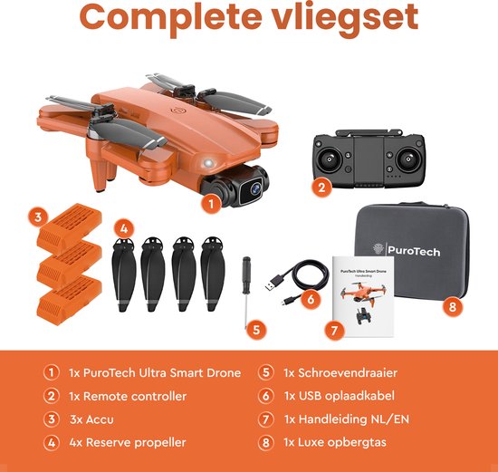 Purotech Camera PuroTech Ultra Smart Drone - 4K UHD Camera - Drone Met Camera voor ...
