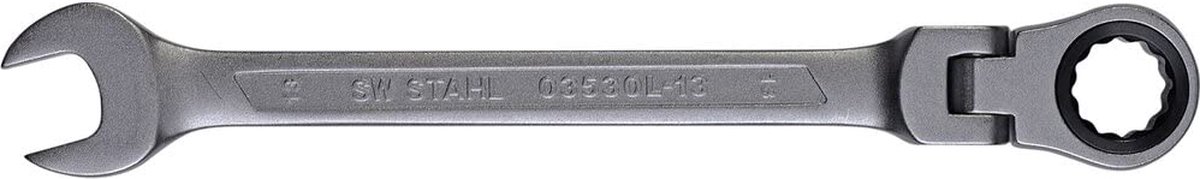 SW-Stahl 03530L-13 ringratelsleutel 13 mm I ringsleutel met scharnier I 72 tanden I steeksleutel met ringratel I ringratel steeksleutel SW 13