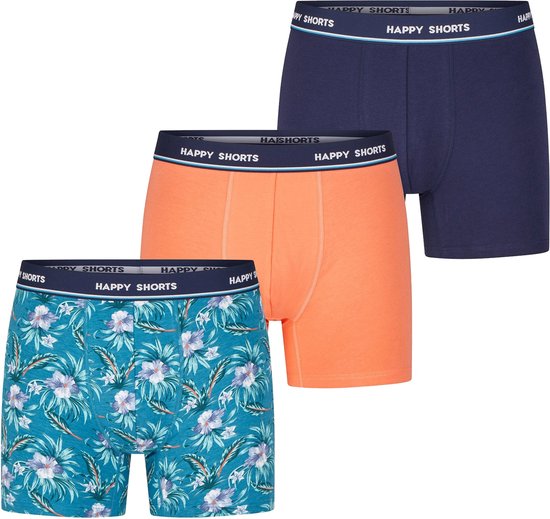 Happy Shorts Lot de 3 Boxers pour hommes Blauw/ Vert / Oranje - Taille XL