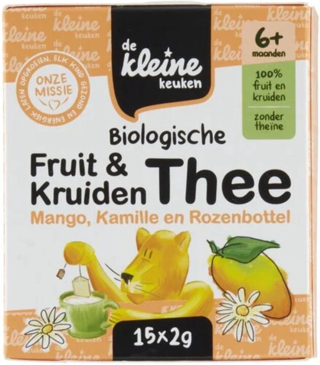 de Kleine Keuken Bio Thee 6+m Mango Kamille & Rozenbottel - 30 gr