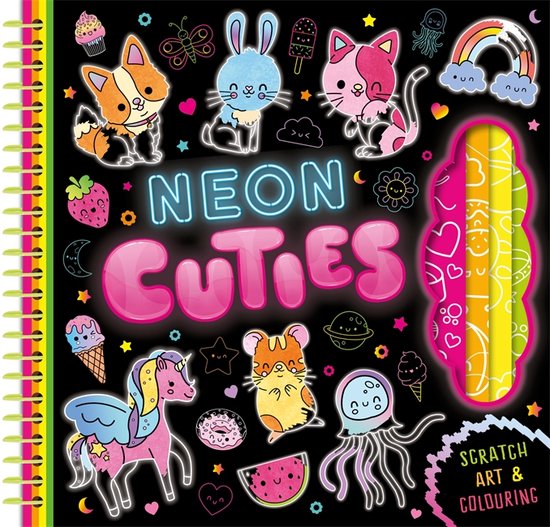 Scratch Art Book for Kids- Neon Cuties - cover