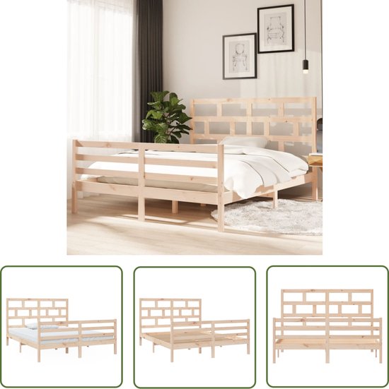 vidaXL Bedframe zonder matras massief grenenhout wit
