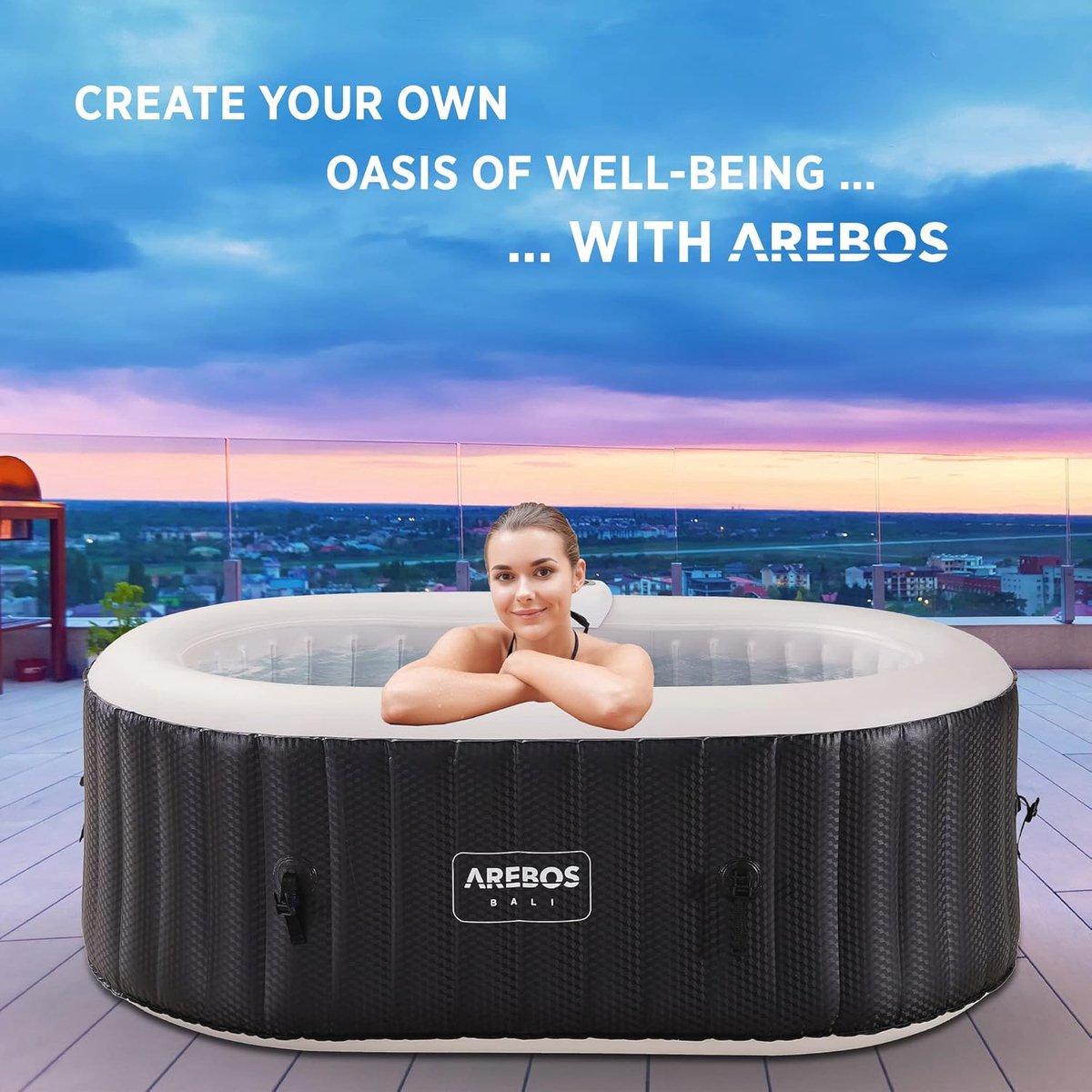 Opblaasbare Hottub met LED Verlichting voor 2 Persoons - 90 - afbeelding 2