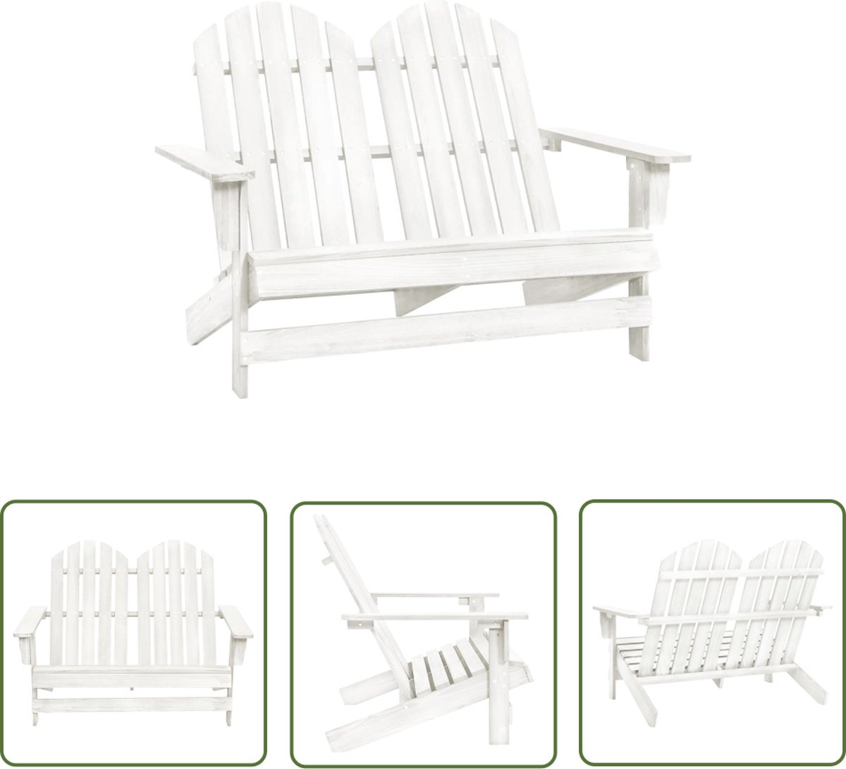 Tuinstoel Adirondack van massief wit vurenhout met 2 zitplaatsen.