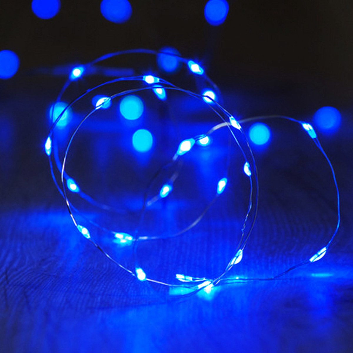 KIMU® Led Lampjes Snoer - Blauw 5 meter Lichtsnoer - Kerstverlichting Verlichting Kleding Lichtjes Fiets Ledlampjes Streng Multicolor CR2032 Festival