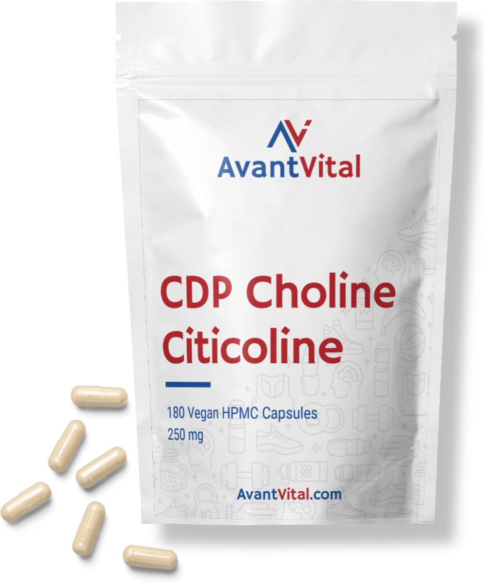 Goedkoopste CDP Choline - 250 mg - Citicoline - 180 Vegan Capsules - AvantVital - Voedingssupplementen